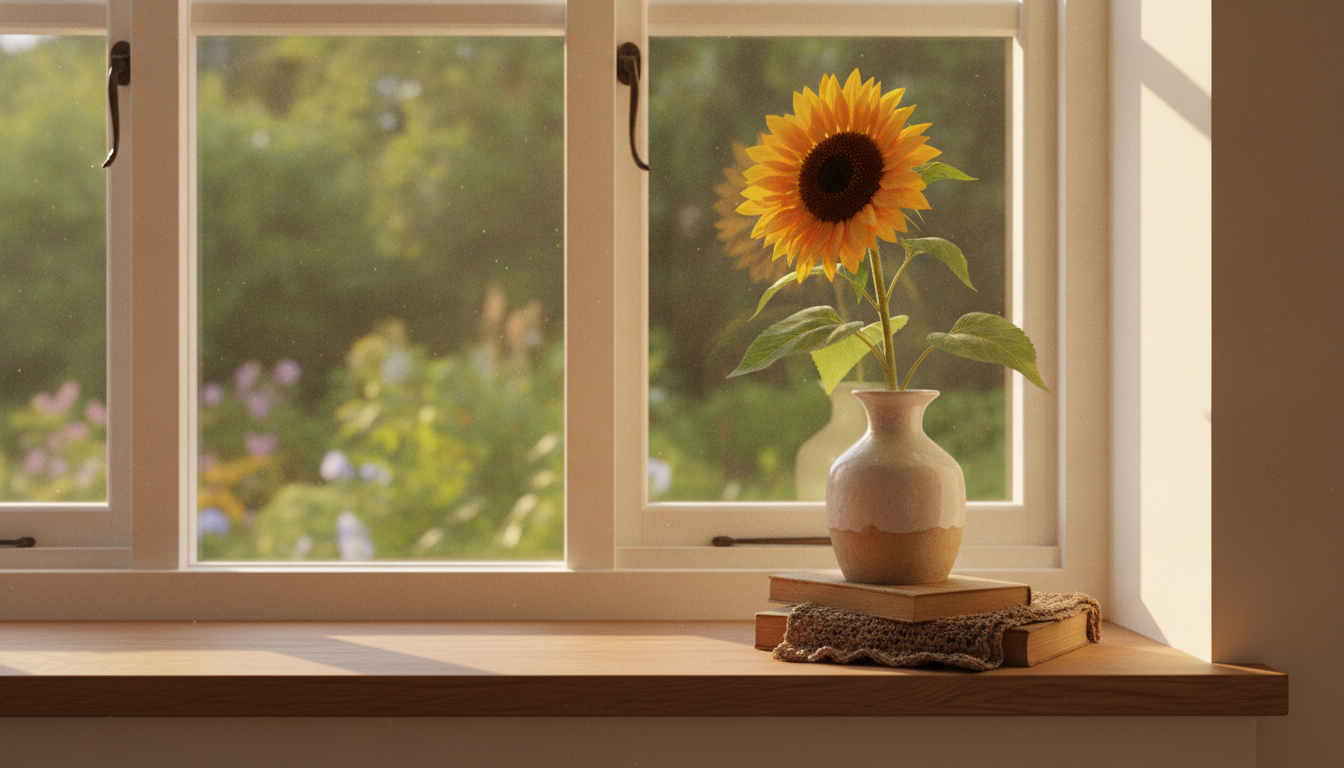 A quiet chair by a sunlit window in the farmhouse trauma therapy office in Mathews, Virginia